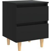 Vidaxl Bed Cabinet With Solid Pinewood Legs Black 40X35X50 Cm, Black