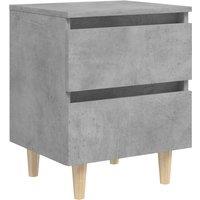 Vidaxl Bed Cabinet With Solid Pinewood Legs Concrete Grey 40X35X50 Cm, Grey
