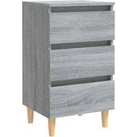 Vidaxl Bed Cabinet With Solid Wood Legs Grey Sonoma 40X35X69 Cm, Grey