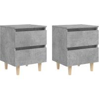 Vidaxl Bed Cabinets & Solid Pinewood Legs 2 Pcs Concrete Grey 40X35X50 Cm, Grey