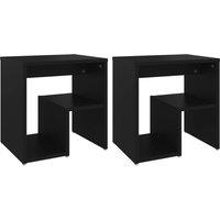 Vidaxl Bed Cabinets 2 Pcs Black 40X30X40 Cm Engineered Wood, Black