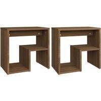 Vidaxl Bed Cabinets 2 Pcs Brown Oak 40X30X40 Cm Engineered Wood, Brown