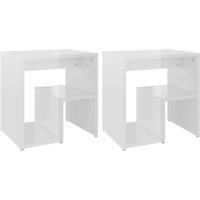 Vidaxl Bed Cabinets 2 Pcs High Gloss White 40X30X40 Cm Engineered Wood, White