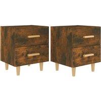 Vidaxl Bed Cabinets 2 Pcs Smoked Oak 40X35X47.5 Cm, Brown