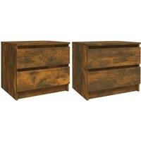 Vidaxl Bed Cabinets 2 Pcs Smoked Oak 50X39X43.5 Cm Engineered Wood, Brown