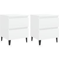 Vidaxl Bed Cabinets 2 Pcs White 40X35X50 Cm Engineered Wood, White