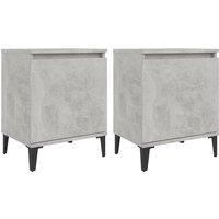 Vidaxl Bed Cabinets With Metal Legs 2 Pcs Concrete Grey 40X30X50 Cm, Grey