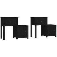 Vidaxl Bedside Cabinet 2 Pcs Black 79.5X38X65.5 Cm Solid Wood Pine, Black