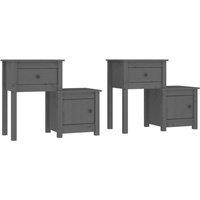 Vidaxl Bedside Cabinet 2 Pcs Grey 79.5X38X65.5 Cm Solid Wood Pine, Grey