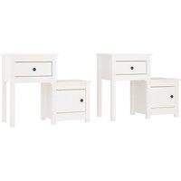 Vidaxl Bedside Cabinet 2 Pcs White 79.5X38X65.5 Cm Solid Wood Pine, White
