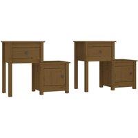 Vidaxl Bedside Cabinet 2Pcs Honey Brown 79.5X38X65.5Cm Solid Wood Pine, Brown