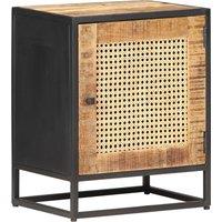 Vidaxl Bedside Cabinet 40X30X50 Cm Rough Mango Wood And Natural Cane, Brown