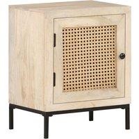 Vidaxl Bedside Cabinet 40X30X50 Cm Solid Mango Wood And Natural Cane, Brown