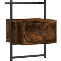 Vidaxl Bedside Cabinet Wall-mounted Smoked Oak 35X30X51 Cm Engineered Wood, Brown