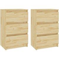 Vidaxl Bedside Cabinets 2 Pcs 40X29.5X64 Cm Solid Pine Wood, Brown