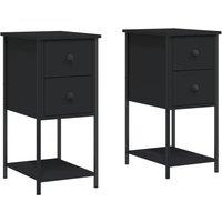 Vidaxl Bedside Cabinets 2 Pcs Black 32X42X70 Cm Engineered Wood, Black