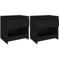 Vidaxl Bedside Cabinets 2 Pcs Black 40X30X39 Cm Engineered Wood, Black
