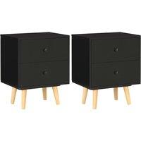 Vidaxl Bedside Cabinets 2 Pcs Black 40X30X50 Cm Solid Pinewood, Black