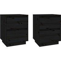 Vidaxl Bedside Cabinets 2 Pcs Black 40X35X50 Cm Solid Wood Pine, Black