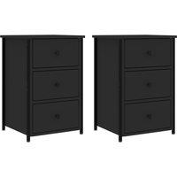 Vidaxl Bedside Cabinets 2 Pcs Black 40X36X60 Cm Engineered Wood, Black