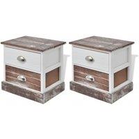 Vidaxl Bedside Cabinets 2 Pcs Brown And White, White