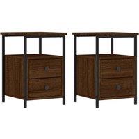 Vidaxl Bedside Cabinets 2 Pcs Brown Oak 34X35.5X50 Cm Engineered Wood, Brown