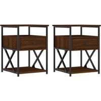 Vidaxl Bedside Cabinets 2 Pcs Brown Oak 40X42X55 Cm Engineered Wood, Brown