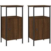 Vidaxl Bedside Cabinets 2 Pcs Brown Oak 41X31X80 Cm Engineered Wood, Brown
