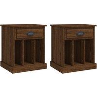 Vidaxl Bedside Cabinets 2 Pcs Brown Oak 43X36X50 Cm, Brown