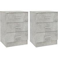 Vidaxl Bedside Cabinets 2 Pcs Concrete Grey 38X35X56 Cm Engineered Wood, Grey