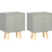 Vidaxl Bedside Cabinets 2 Pcs Grey 40X30X50 Cm Solid Pinewood, Grey
