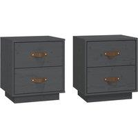 Vidaxl Bedside Cabinets 2 Pcs Grey 40X34X45 Cm Solid Wood Pine, Grey