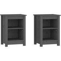 Vidaxl Bedside Cabinets 2 Pcs Grey 40X35X55 Cm Solid Wood Pine, Grey