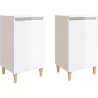 Vidaxl Bedside Cabinets 2 Pcs High Gloss White 40X35X70 Cm Engineered Wood, White