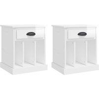 Vidaxl Bedside Cabinets 2 Pcs High Gloss White 43X36X50 Cm, White