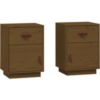 Vidaxl Bedside Cabinets 2 Pcs Honey Brown 40X34X55 Cm Solid Wood Pine, Brown