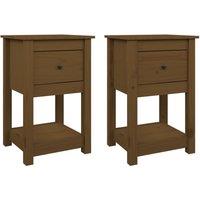 Vidaxl Bedside Cabinets 2 Pcs Honey Brown 40X35X61.5Cm Solid Wood Pine, Brown