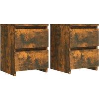Vidaxl Bedside Cabinets 2 Pcs Smoked Oak 30X30X40 Cm Engineered Wood, Brown