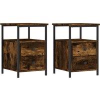 Vidaxl Bedside Cabinets 2 Pcs Smoked Oak 34X35.5X50 Cm Engineered Wood, Brown