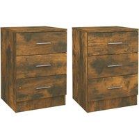 Vidaxl Bedside Cabinets 2 Pcs Smoked Oak 38X35X56 Cm Engineered Wood, Brown