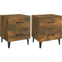 Vidaxl Bedside Cabinets 2 Pcs Smoked Oak 40X35X47.5 Cm, Brown