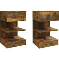 Vidaxl Bedside Cabinets 2 Pcs Smoked Oak 40X35X65 Cm Engineered Wood, Brown