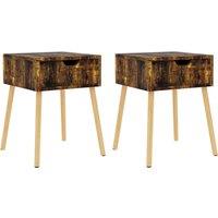 Vidaxl Bedside Cabinets 2 Pcs Smoked Oak 40X40X56 Cm Engineered Wood, Brown