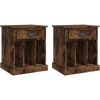 Vidaxl Bedside Cabinets 2 Pcs Smoked Oak 43X36X50 Cm, Brown