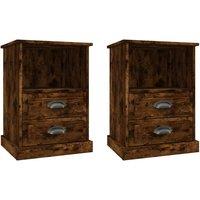 Vidaxl Bedside Cabinets 2 Pcs Smoked Oak 43X36X60 Cm, Brown