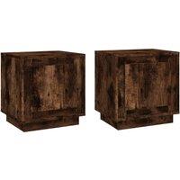 Vidaxl Bedside Cabinets 2 Pcs Smoked Oak 44X35X45 Cm Engineered Wood, Brown