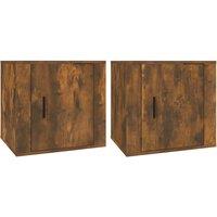 Vidaxl Bedside Cabinets 2 Pcs Smoked Oak 50X39X47 Cm, Brown