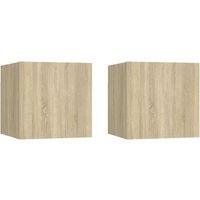 Vidaxl Bedside Cabinets 2 Pcs Sonoma Oak 30.5X30X30 Cm Engineered Wood, Brown