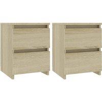 Vidaxl Bedside Cabinets 2 Pcs Sonoma Oak 30X30X40 Cm Engineered Wood, Brown
