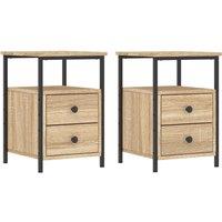 Vidaxl Bedside Cabinets 2 Pcs Sonoma Oak 34X35.5X50 Cm Engineered Wood, Brown